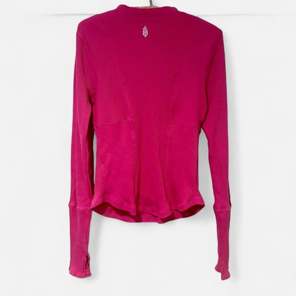 FREE PEOPLE FP Movement Laura Hot Pink Long Sleeve Active Top Medium NWOT - Picture 6 of 8